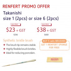 Renfert PROMO - Renfert TAKANISHI Brush Size 1 - 17140001 - 2 pcs + OPTION: BUY 5pc BRUSHES - GET 1 RENFERT SPONGE FOR FREE ** SPECIAL INDENT ORDER ITEM **
